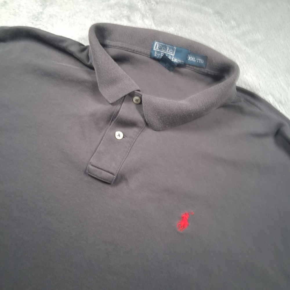 Polo Ralph Lauren Polo Shirt Mens 2XL Gray Long Sleeve Red Pony Knit Casual